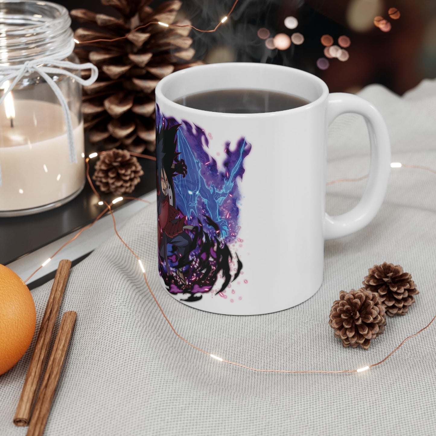 RF REDFOXX Naruto Anime Coffee Mug, Uchiha Madara Design, 350 ml, White Ceramic (Uchiha Madara, Naruto: Ultimate Ninja Madara)