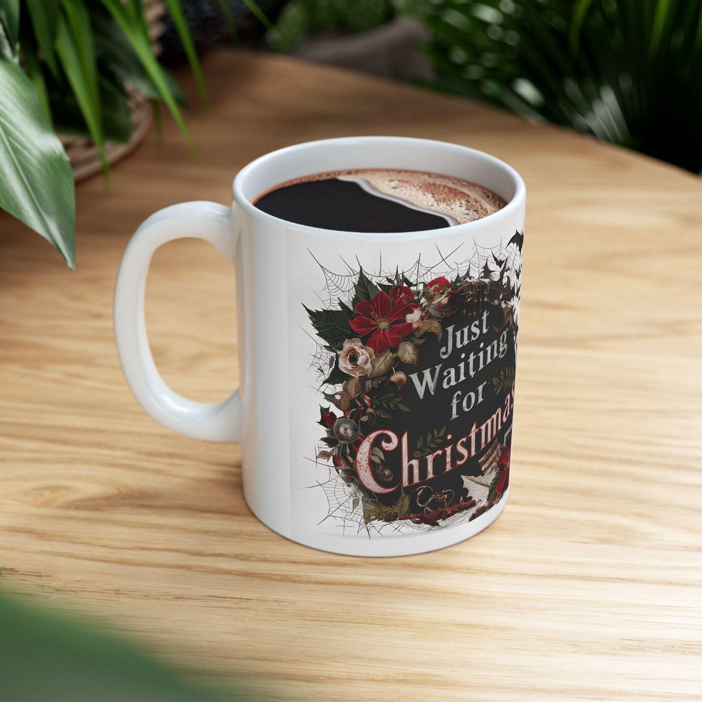 RF REDFOXX Merry Christmas Theme Printed Skull Mug, 325 ml, White Gifts for Men & Women Christmas Gifts for Friends Christmas Gifts for Girls
