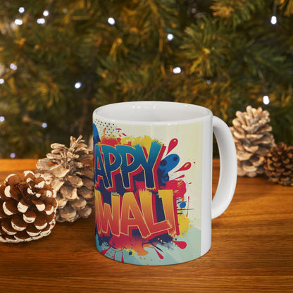 RF REDFOXX Unique Designs Ceramic Diwali Mug, 325 ml, Personalized Name