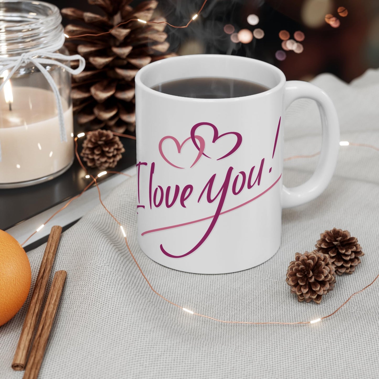 RF REDFOXX Romantic Couple Coffee Mugs, I Love You Design, White Ceramic, 350 ml, Pack of 1