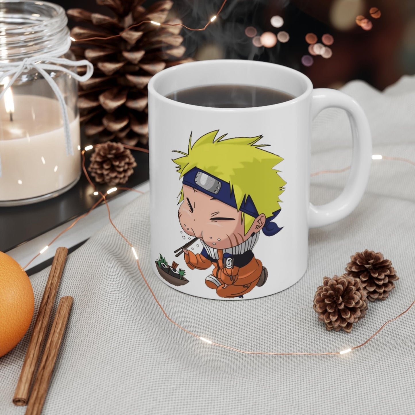 RF REDFOXX Anime Character Ceramic Coffee Mug, 350 ml, White (Baby Naruto)