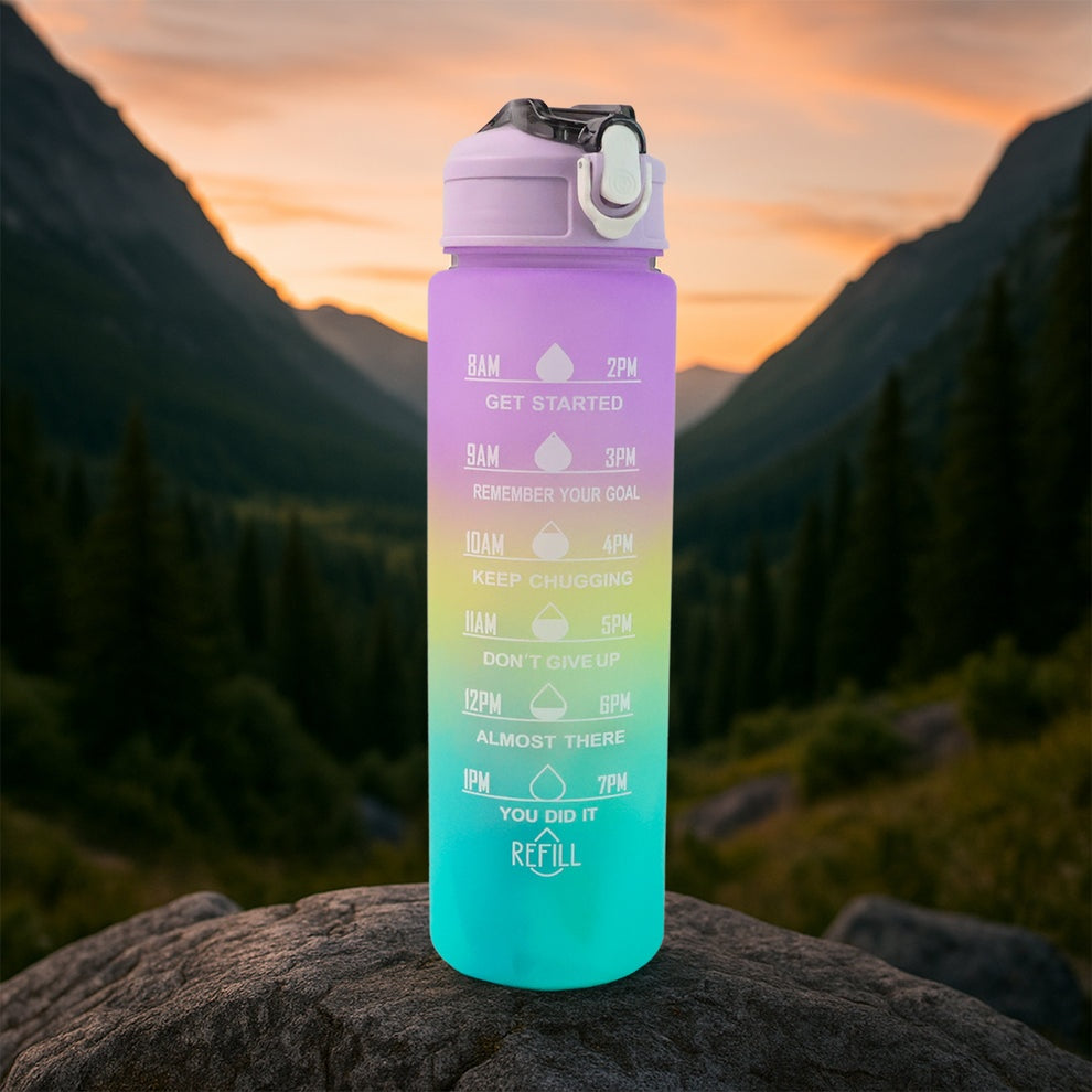 Motivational Water Bottle with Straw & Time Marker | Leakproof BPA-Free Fitness Bottle | 1L/2L Gym & Sports Hydration Bottle
