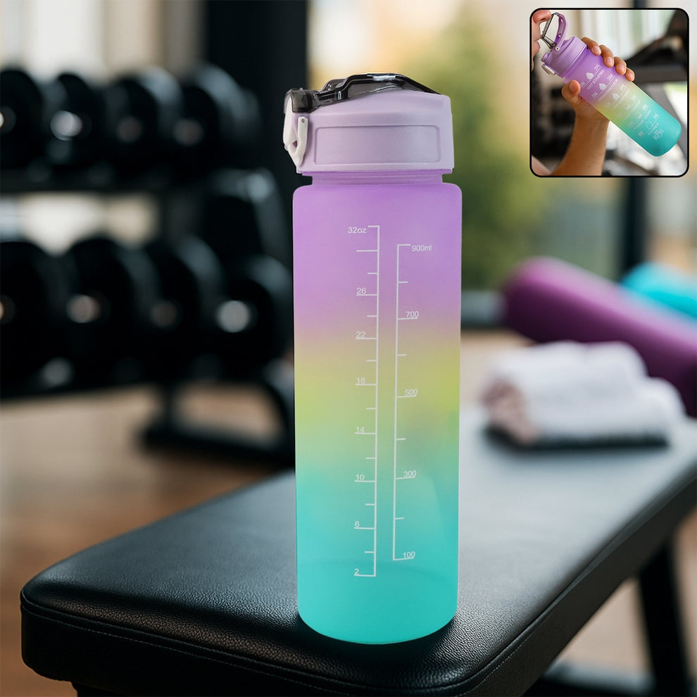 Motivational Water Bottle with Straw & Time Marker | Leakproof BPA-Free Fitness Bottle | 1L/2L Gym & Sports Hydration Bottle